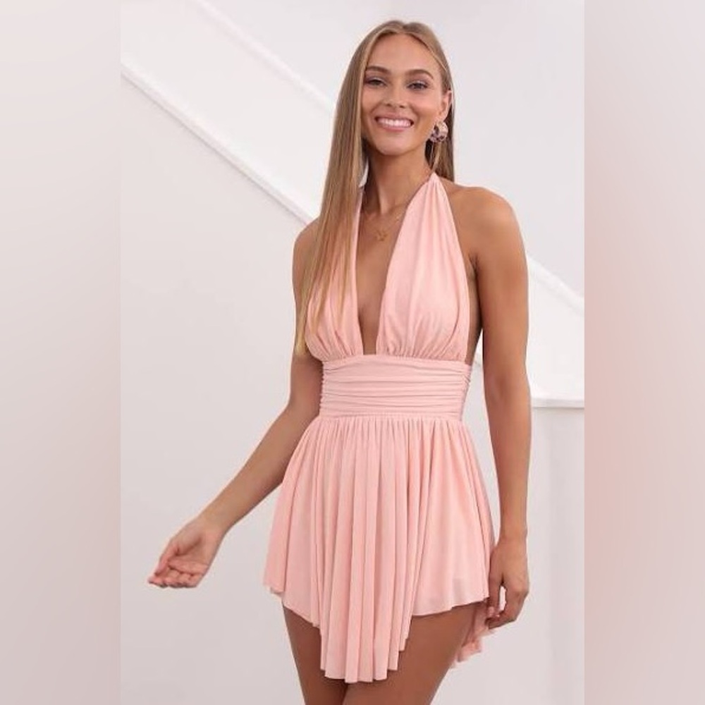 Lucy in the Sky Ruched Halter Dress